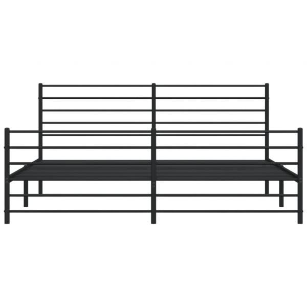 Bettgestell mit Kopf- und Fußteil Metall Schwarz 200x200 cm