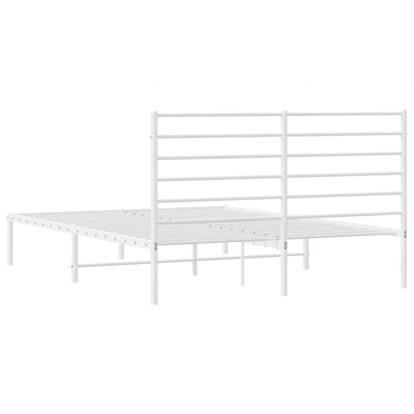 Bettgestell mit Kopfteil Metall Weiß 135x190 cm
