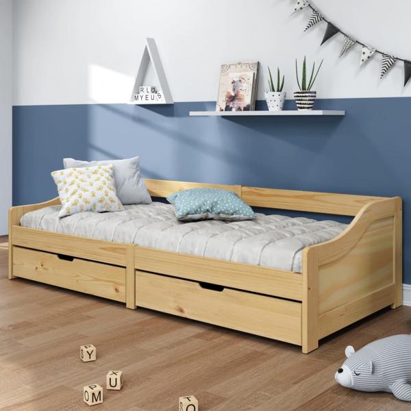 ARDEBO.de - Tagesbett mit 2 Schubladen IRUN 90x200 cm Massivholz Kiefer