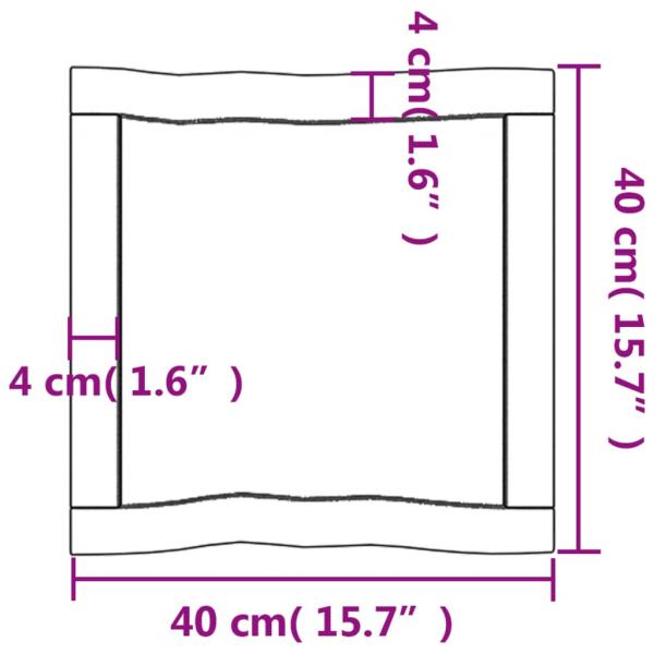 Tischplatte 40x40x(2-4) cm Massivholz Unbehandelt Baumkante