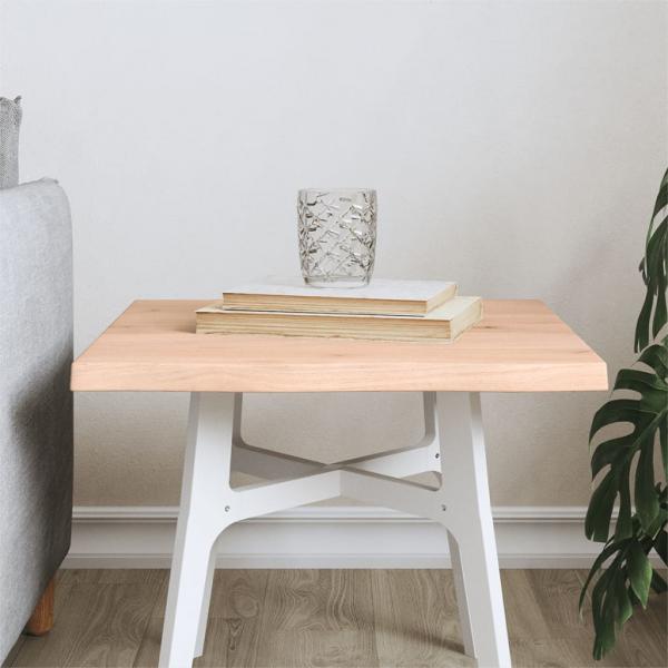 ARDEBO.de - Tischplatte 40x40x2 cm Massivholz Eiche Unbehandelt Baumkante