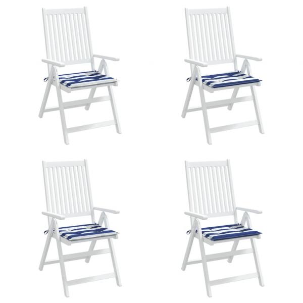 Gartenstuhl-Kissen 4 Stk. Blau & Weiß Gestreift 40x40x3cm Stoff