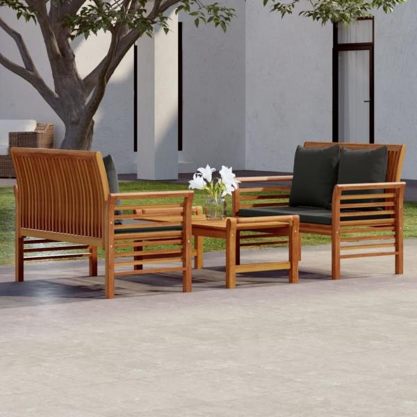 ARDEBO.de - 3-tlg. Garten-Lounge-Set mit Kissen Massivholz Akazie