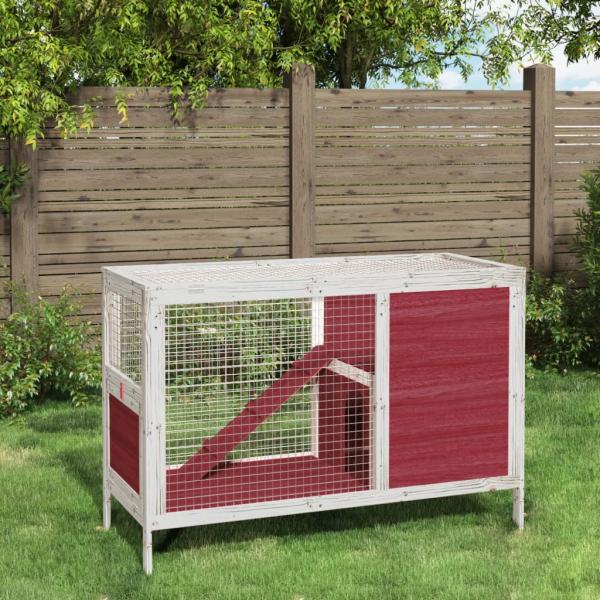 ARDEBO.de - Kaninchenstall Mokka 103x44x69,5 cm Massivholz Kiefer