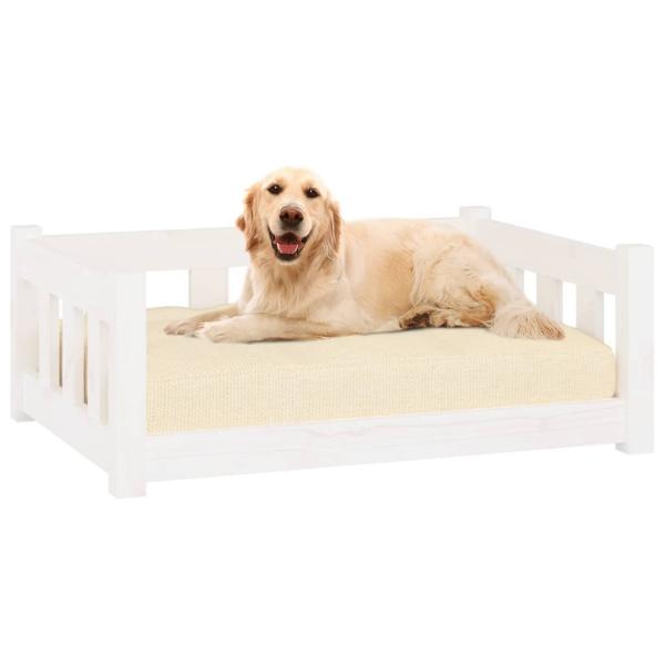 ARDEBO.de - Hundebett Weiß 75,5x55,5x28 cm Massivholz Kiefer
