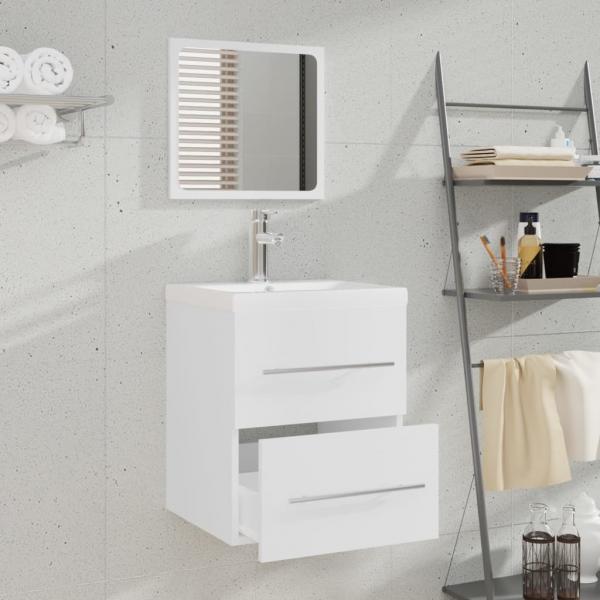 Badschrank mit Spiegel Weiß 41x38,5x48 cm
