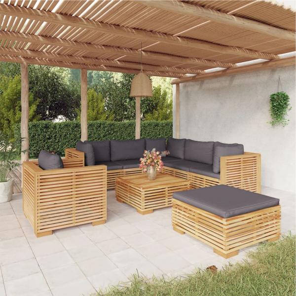 ARDEBO.de - 8-tlg. Garten-Lounge-Set mit Kissen Massivholz Teak