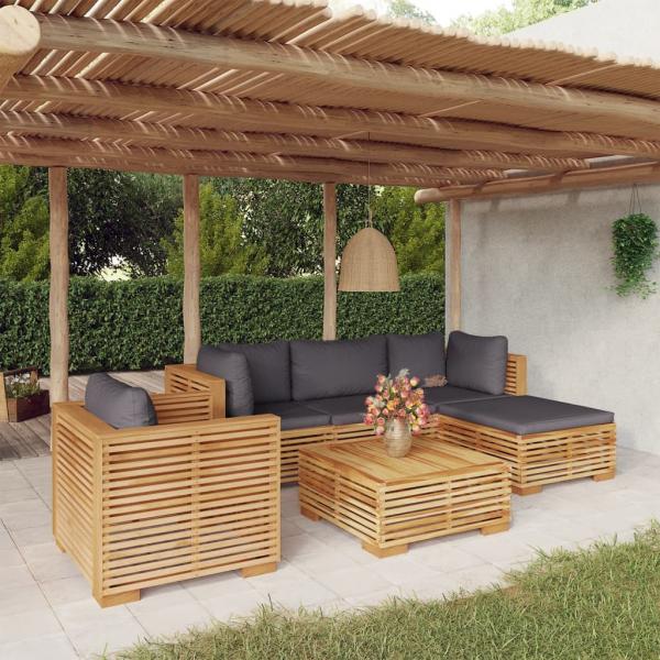 ARDEBO.de - 6-tlg. Garten-Lounge-Set mit Kissen Massivholz Teak