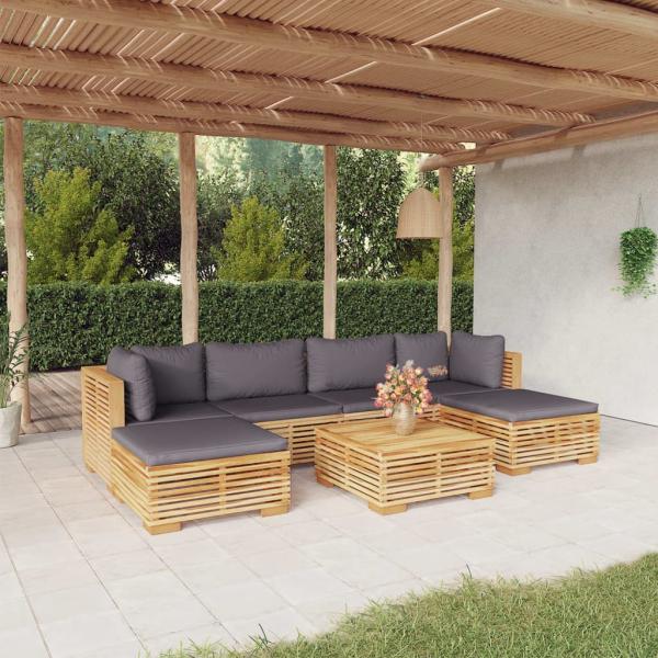 ARDEBO.de - 7-tlg. Garten-Lounge-Set mit Kissen Massivholz Teak