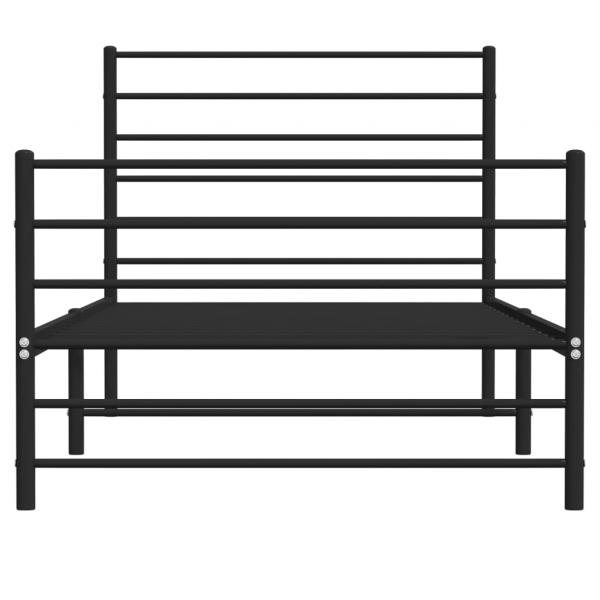 Bettgestell mit Kopf- und Fußteil Metall Schwarz 100x190 cm