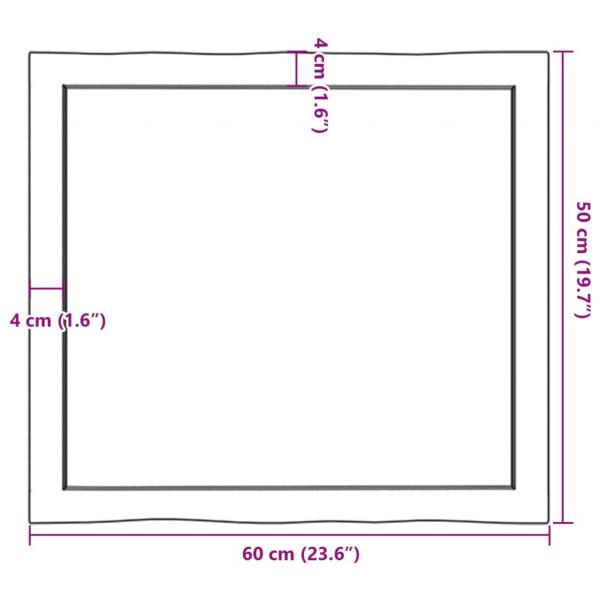 Tischplatte 60x50x(2-4) cm Massivholz Unbehandelt Baumkante