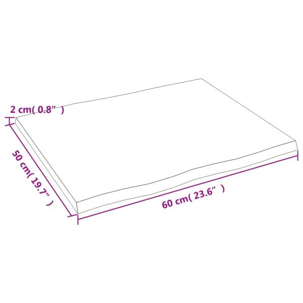 ARDEBO.de - Tischplatte 60x50x2 cm Massivholz Eiche Behandelt Baumkante