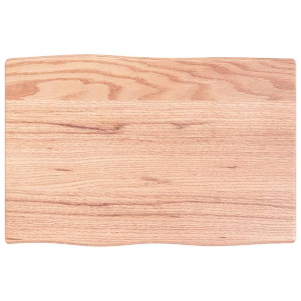 Tischplatte 60x40x2 cm Massivholz Eiche Behandelt Baumkante