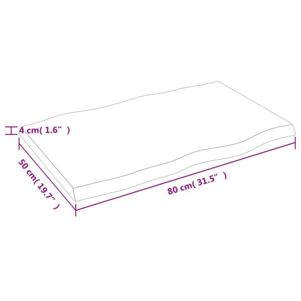 Tischplatte 80x50x(2-4) cm Massivholz Behandelt Baumkante