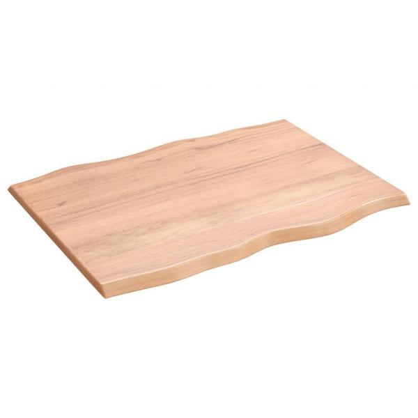 Tischplatte 80x60x2 cm Massivholz Eiche Behandelt Baumkante