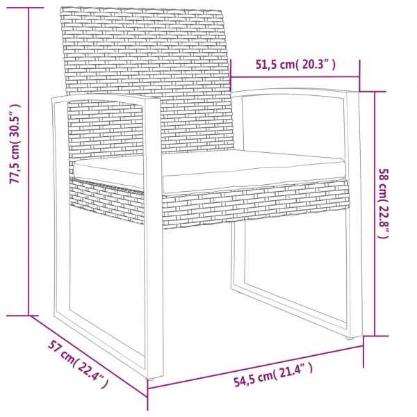 Garten-Esszimmerstühle 2 Stk. Schwarz PP-Rattan