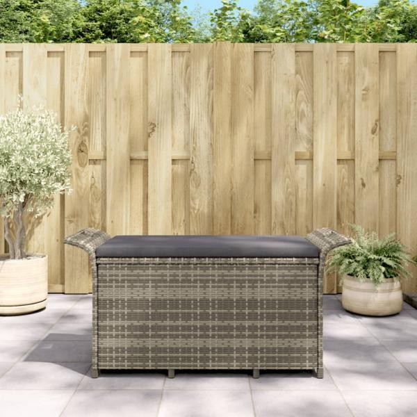 ARDEBO.de - Gartenbank mit Kissen Grau 116x46x57 cm Poly Rattan