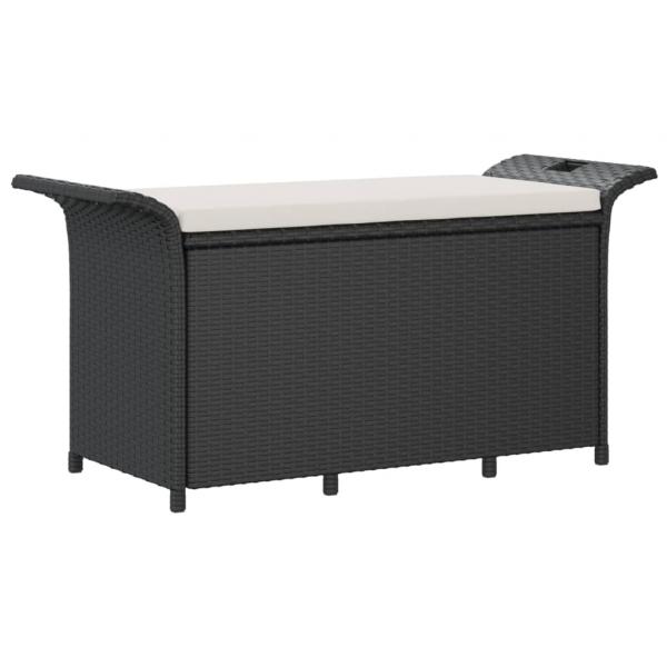 Gartenbank mit Kissen Schwarz 116x46x57 cm Poly Rattan
