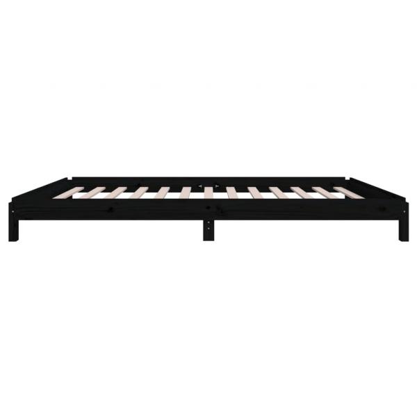 Stapelbett Schwarz 80x200 cm Massivholz Kiefer