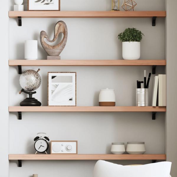 ARDEBO.de - Wandregal Hellbraun 80x10x4 cm Massivholz Eiche Behandelt