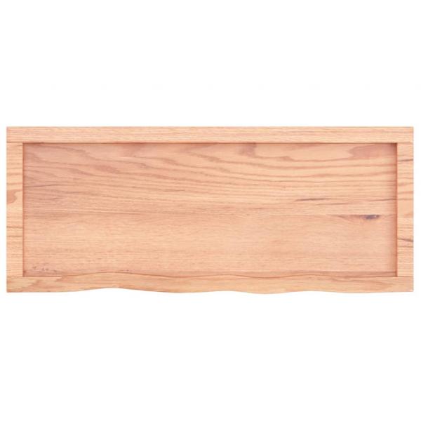 Wandregal Hellbraun 100x40x(2-6) cm Massivholz Eiche Behandelt