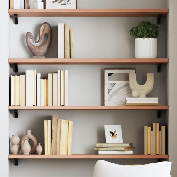 ARDEBO.de - Wandregal Hellbraun 80x30x2 cm Massivholz Eiche Behandelt