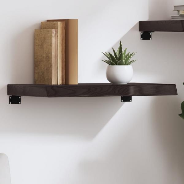 ARDEBO.de - Wandregal Dunkelbraun 60x40x(2-6) cm Massivholz Eiche Behandelt