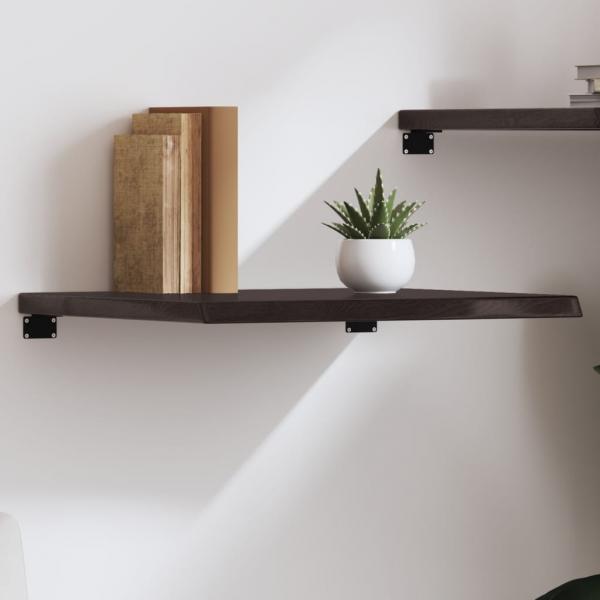ARDEBO.de - Wandregal Dunkelbraun 60x50x(2-4) cm Massivholz Eiche Behandelt