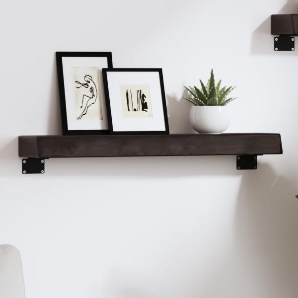 ARDEBO.de - Wandregal Dunkelbraun 60x10x6 cm Massivholz Eiche Behandelt