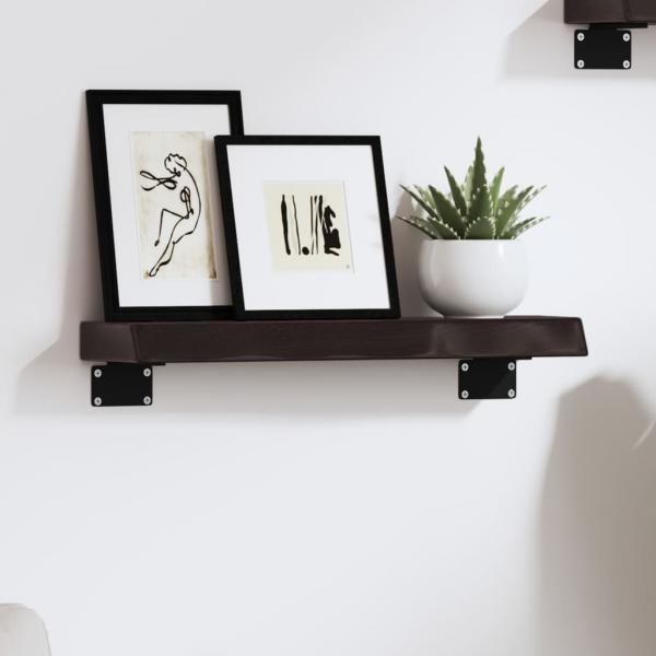 ARDEBO.de - Wandregal Dunkelbraun 40x10x4 cm Massivholz Eiche Behandelt