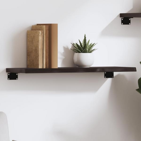 ARDEBO.de - Wandregal Dunkelbraun 60x20x2 cm Massivholz Eiche Behandelt