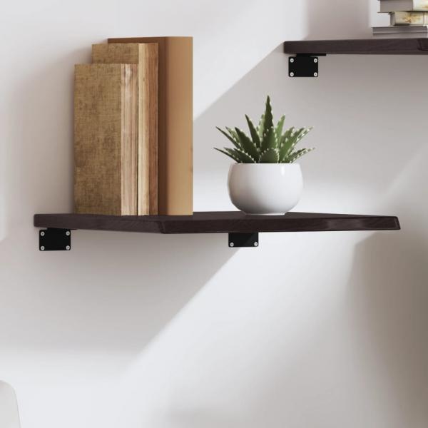 ARDEBO.de - Wandregal Dunkelbraun 40x40x2 cm Massivholz Eiche Behandelt
