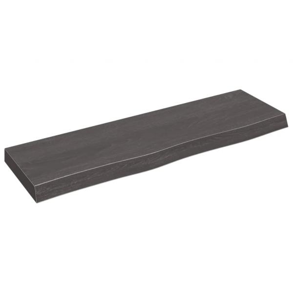 Wandregal Dunkelbraun 100x30x(2-6)cm Massivholz Eiche Behandelt