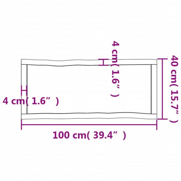 Tischplatte 100x40x(2-6) cm Massivholz Unbehandelt Baumkante
