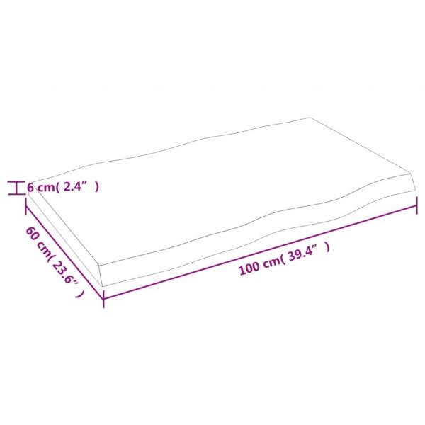 Tischplatte 100x60x(2-6) cm Massivholz Unbehandelt Baumkante