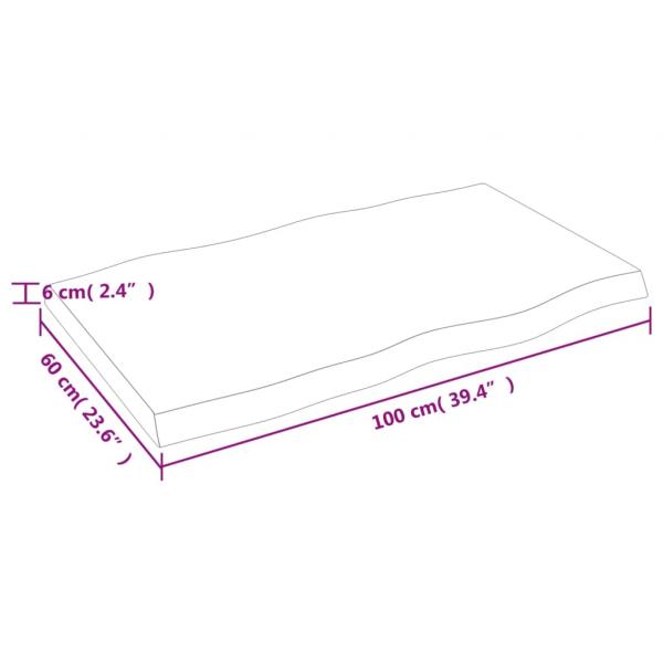 Tischplatte 100x60x(2-6) cm Massivholz Unbehandelt Baumkante