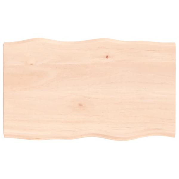 Tischplatte 100x60x2 cm Massivholz Eiche Unbehandelt Baumkante