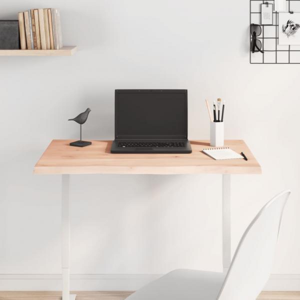 ARDEBO.de - Tischplatte 80x40x2 cm Massivholz Eiche Unbehandelt Baumkante