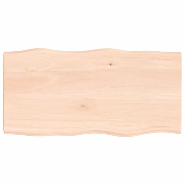 Tischplatte 80x40x2 cm Massivholz Eiche Unbehandelt Baumkante