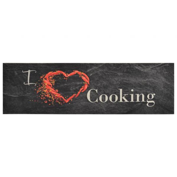 Küchenteppich Waschbar Cooking Schwarz 45x150 cm Samt