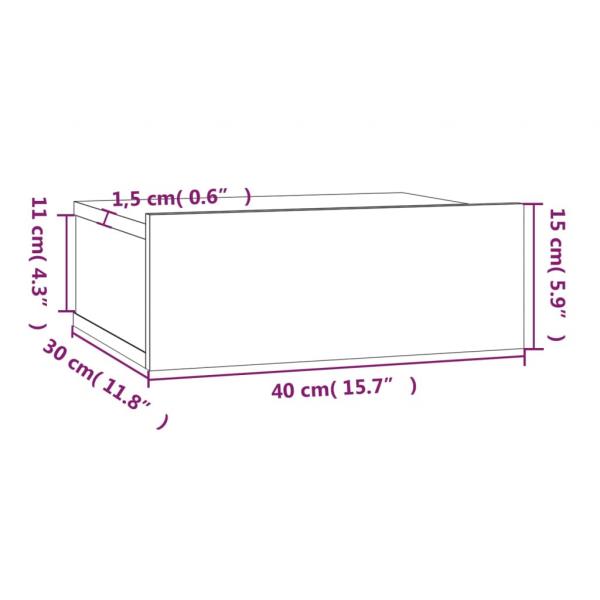 Hängender Nachttisch Räuchereiche 40x30x15 cm Holzwerkstoff