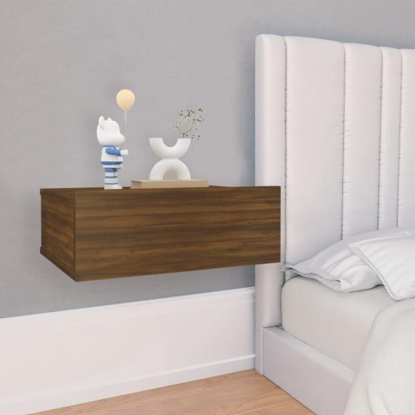 ARDEBO.de - Hängender Nachttisch Braun Eiche 40x30x15 cm Holzwerkstoff