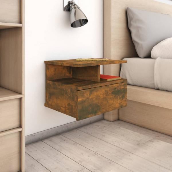 ARDEBO.de - Nachttisch Hängend 2 Stk. Räuchereiche 40x31x27cm Holzwerkstoff