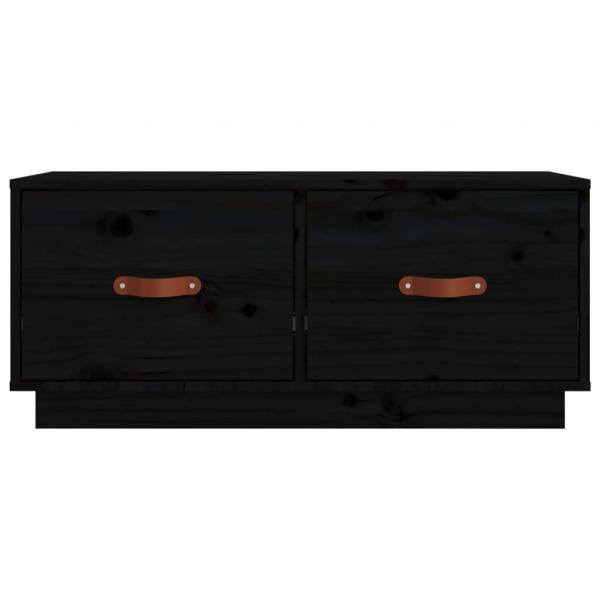 TV-Schrank Schwarz 80x34x35 cm Massivholz Kiefer