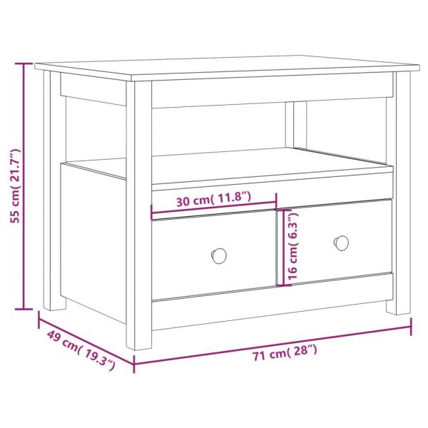 Couchtisch Grau 71x49x55 cm Massivholz Kiefer