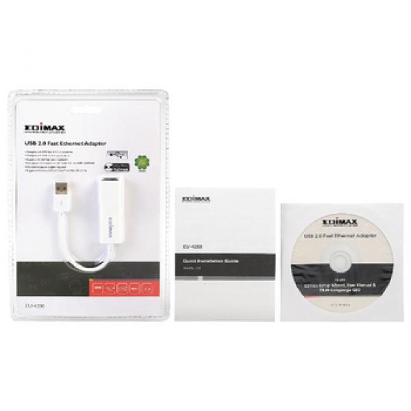 USB 2.0 Fast Ethernet Adapter 10/100 Mbit Weiß