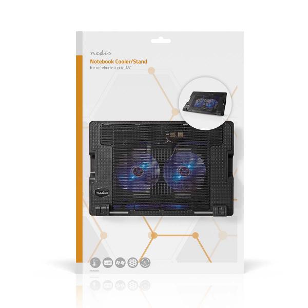 Notebook-Ständer | Anzahl Lüfter: 2 | Stromversorgung über USB | Anzahl Winkel: 4 | 18 " | 1200 U/min | LED