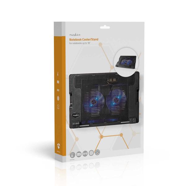 Notebook-Ständer | Anzahl Lüfter: 2 | Stromversorgung über USB | Anzahl Winkel: 4 | 18 " | 1200 U/min | LED