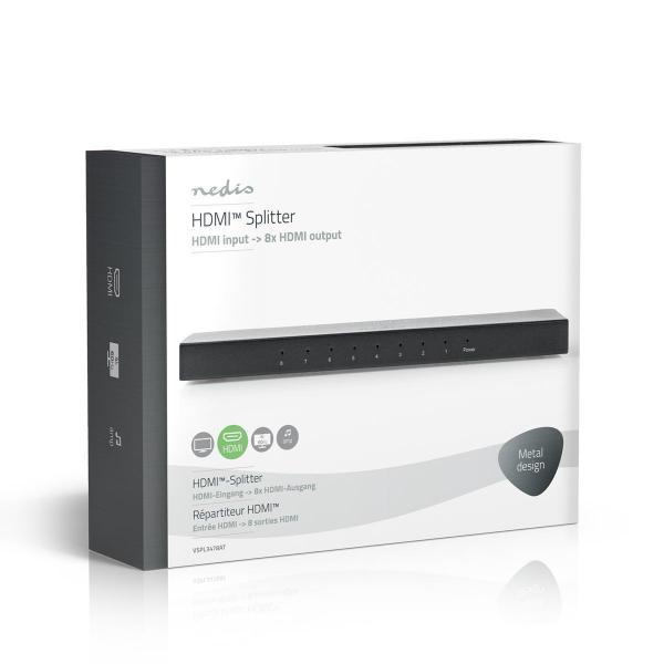 HDMI ? Splitter | 8-Port port(s) | HDMI? Eingang | 8x HDMI? Ausgang | 4K@60Hz | 18 Gbps | Metall | Anthrazit