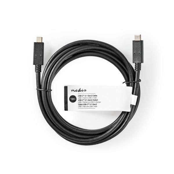 ARDEBO.de - USB-Kabel | USB 3.2 Gen 2 | USB-C? Stecker | USB-C? Stecker | 15 W | 10 Gbps | Vernickelt | 1.00 m | Rund | PVC | Schwarz | Aufhänger
